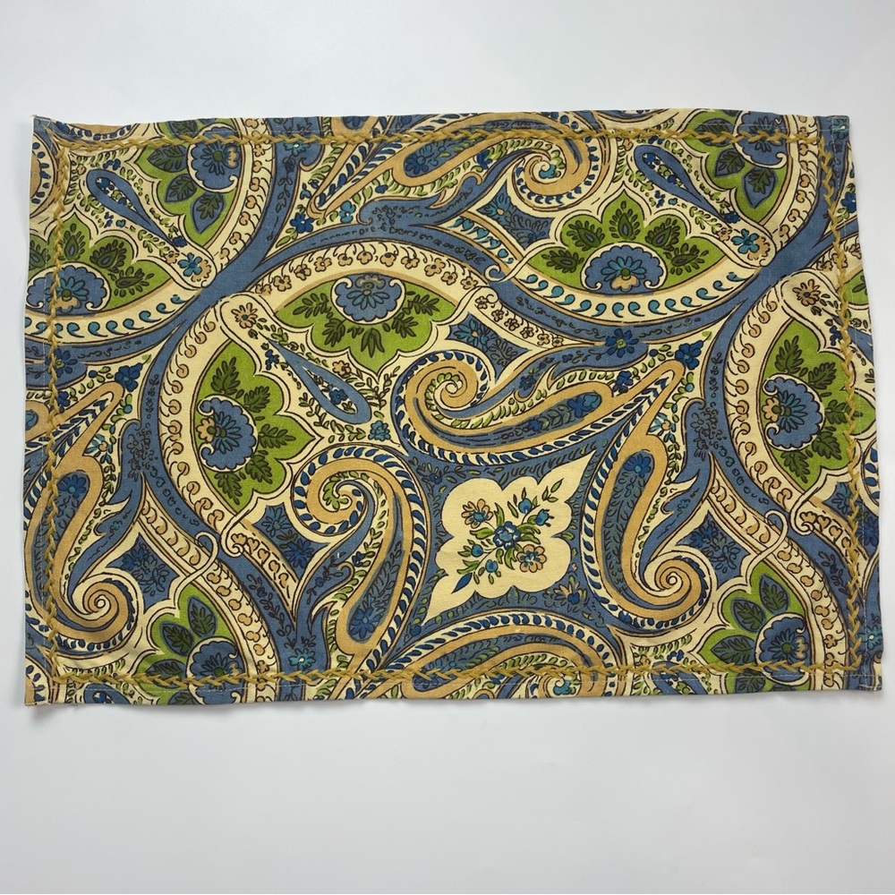 April Cornell Placemats 4 Paisley Floral Table‎ Linens Green Blue Dining Room